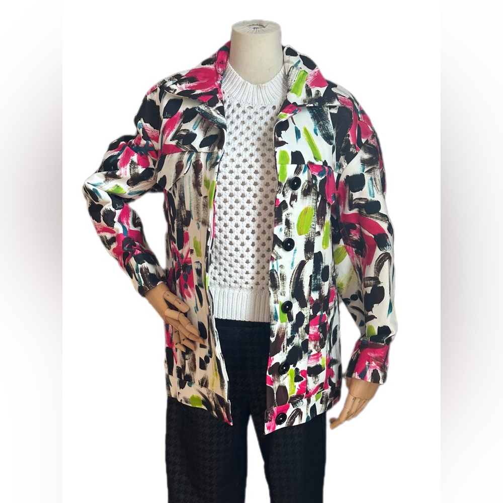 MARNI Abstract Print Multicolor Women's Jacket Button Down 38 4/6 Retail $1365